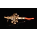 An early 19th Century silver gilt baby's teething rattle,