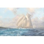 MICHAEL  BEDDOWS (1931-2005) - A gaff rigged yacht at sea, oil on canvas, signed, framed,