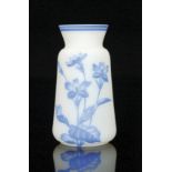 A small late 19th Century Harrach cameo glass vase of tapered sleeve form with flared rim,