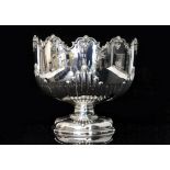 A hallmarked silver pedestal Monteith bowl with part fluted decoration weight approximately 46oz,