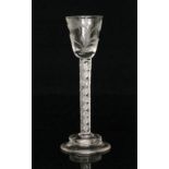 A mid 18th Century Jacobite cordial glass circa 1745,