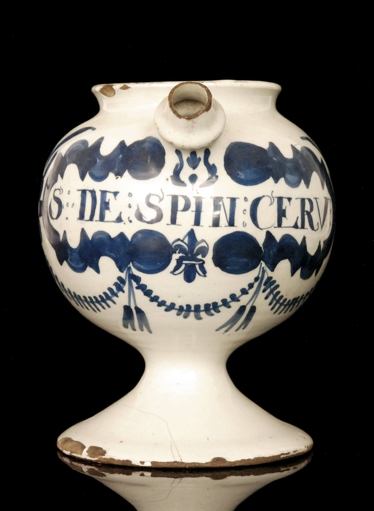 A mid 18th Century Delft wet drug jar,