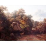 CIRCLE OF ALEXANDER NASMYTH (1758-1840) - A drover with cattle on a woodland path, oil on canvas,