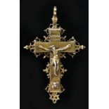 A 17th to 18th Century silver gilt reliquary crucifix pendant, possibly Northern Italian,