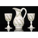 A late 19th Century opaline glass jug and matching goblets in the manner of Richardsons hand