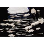 A quantity of Victorian and later hallmarked silver flatware to include two fiddle pattern