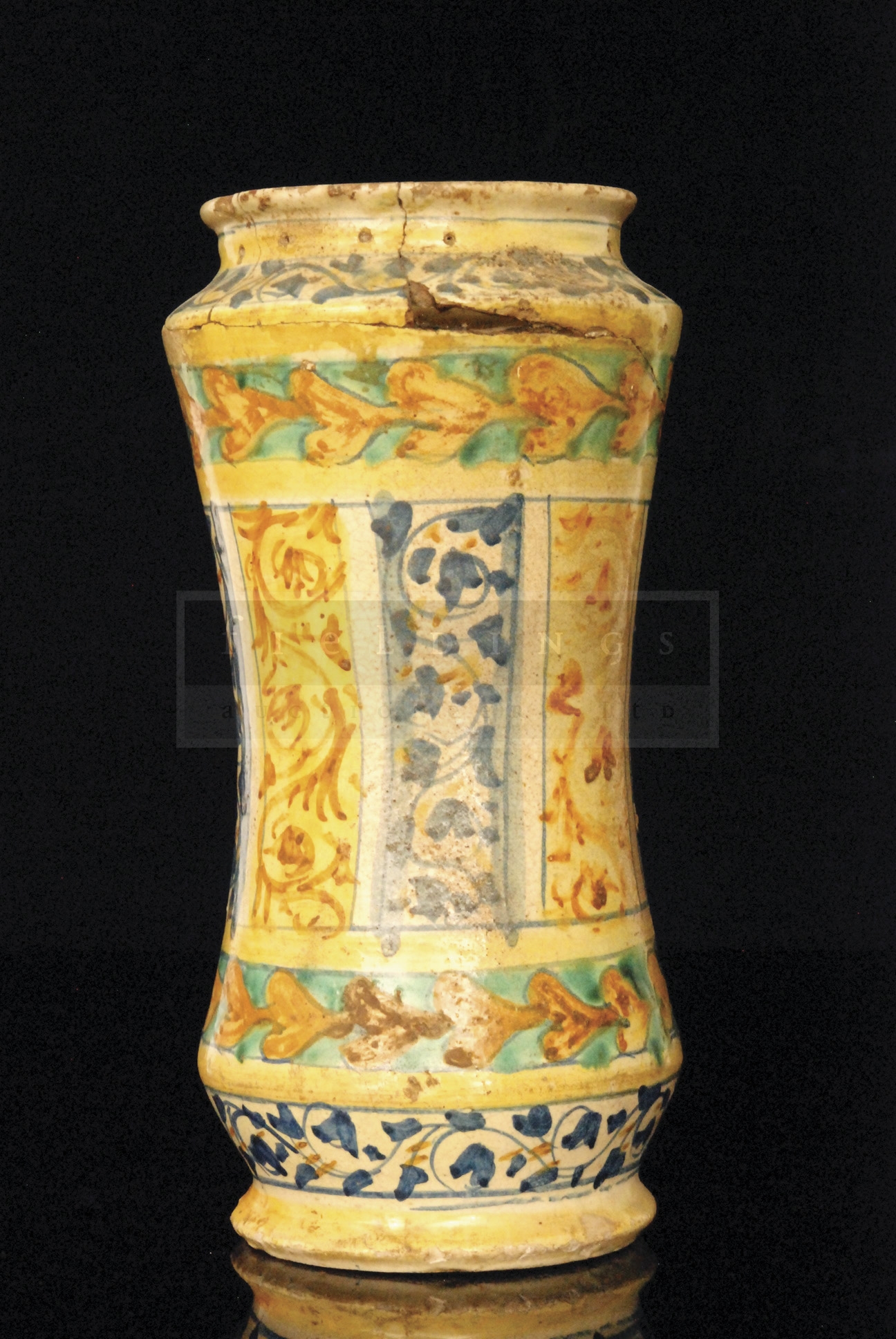 An early 16th Century maiolica albarello, possibly Sienna, - Image 2 of 2