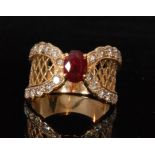 An 18ct ruby and diamond ring,