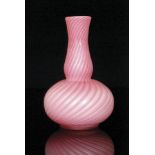 A late 19th Century Stevens & Williams Verre de Soie vase of globe and shaft form cased in pink