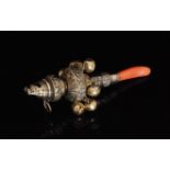 An early 19th Century silver gilt baby's teething rattle,