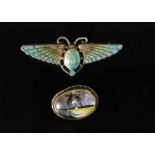 An early 20th Century Charles Horner silver and enamel winged scarab beetle brooch,