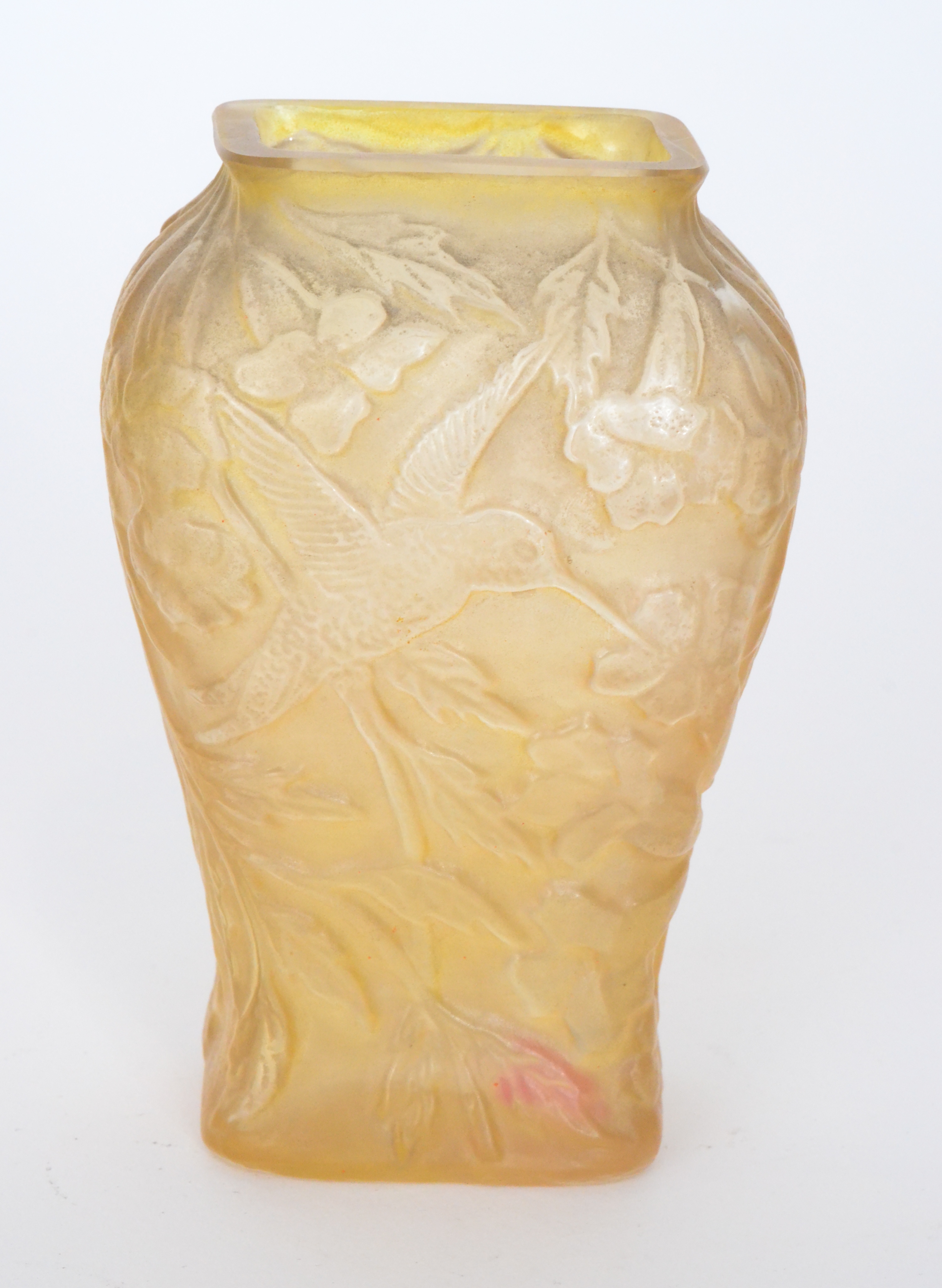 A 20th Century pressed glass vase by The Consolidated Lamp & Glass Co of shouldered rectangular - Image 2 of 3