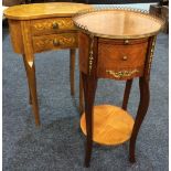 A 20th Century Louis XV style brass gallery top circular bedside table with single frieze drawer on