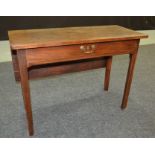 A Georgian mahogany single drop-leaf table, fitted with a frieze drawer above block chamfered legs,