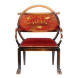An early 20th Century beech open armchair in the chinoiserie taste,