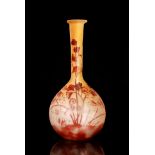 Emille Galle - A late 19th Century cameo glass vase of compressed globe and shaft form,