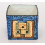 Annette Walters - Troika Pottery - A cube vase decorated with a different incised and painted panel