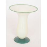 Stuben - A 1930s American glass vase with a celadon green circular spread foot below a white