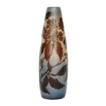 Emille Galle - A late 19th Century cameo glass vase of tapered cylindrical form,