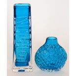 Geoffrey Baxter - Whitefriars - A Textured range Totem vase, pattern No 9671 in Kingfisher Blue,