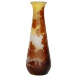 Galle  - A large early 20th Century cameo glass vase of tapered sleeve form with everted collar