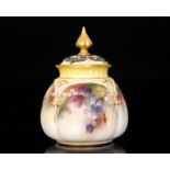 An early 20th Century Royal Worcester Hadley Ware pot pourri and spire cover,