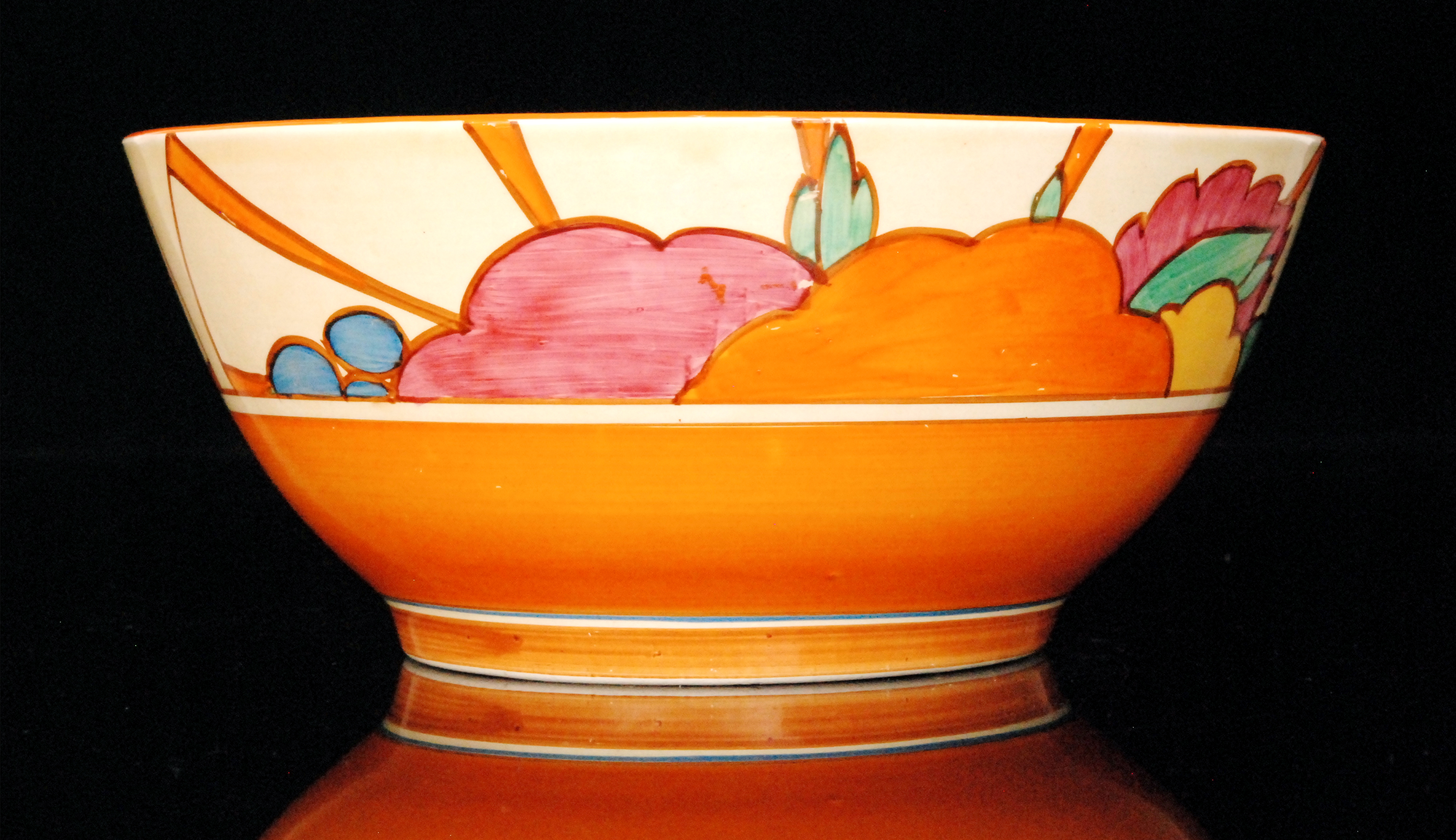 A large Clarice Cliff Fruitburst pattern Havre shape fruit bowl circa 1930, - Image 2 of 2