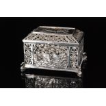 An early 20th Century German hallmarked silver casket of rectangular outline,