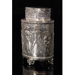 An early 20th Century German silver tea caddy of ovoid form,