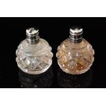 A pair of Georgian miniature scent bottles of globular form,