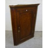 Oak and cross banded flat fronted corner cupboard 39” h