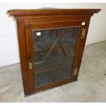Astragal glazed mahogany corner cupboard with 2 fitted shelves 36” h