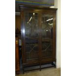 Large oak and astragal glazed 1920s double opening book/display cabinet 48” x 12” x 88”