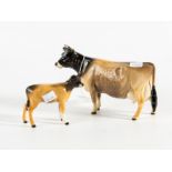 2 Beswick figurines - Jersey cow, champion Newton Tinkle together with calf