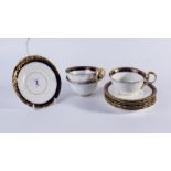 Cobalt blue and gilt decorated part tea service by Ainsley