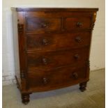 Late Victorian mahogany bow fronted chest of drawers 2 over 3