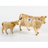 2 Beswick figurines - Charolais cow with calf