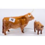 2 Beswick figurines, Highland cow and calf