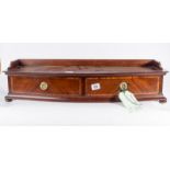 Early C20th mahogany desk tidy with 2 fitted drawers and galleried back