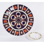 Royal Crown Derby imari decorated 10.5” plate together with a Royal Worcester pin tray