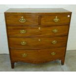 Good quality mahogany and inlaid bow fronted chest of drawers