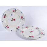 2 early Crown Derby plates having pink rose decoration