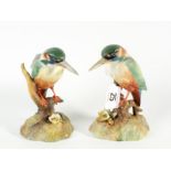 Pair of Royal Crown Derby kingfisher figurines, slight damage to one