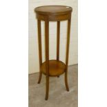 Mahogany and inlaid 2 tier circular topped jardinaire stand