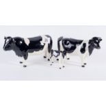 3 Beswick figurines, Friesian bull, Friesian cow, Champion Clayberry Leegwater and Friesian calf