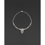 A Rare Art Deco Diamond Necklace Designed as a geometrical, articulated openwork, entirely set