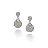 A Pair Of Diamond Ear Pendants Each articulated and designed as two pear-shaped pavéset of