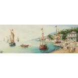 Anna Maria QUEMARE (20th century)  The Cuban Harbor, circa 1888 Watercolor on paper, monogrammed