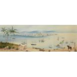 Anna Maria QUEMARE (20th Century)  The Bay of Havana Watercolor on paper, monogrammed lower right,