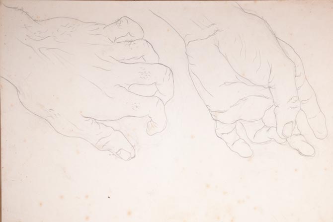 Agustín CARDENAS (Cuban 1927-2001) Study of hands A) Agustín CARDENAS Study of hands Pencil on paper - Image 2 of 3